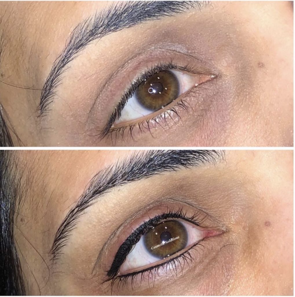 Permanent Eyeliner on upper lashline Lash Enhancement on lower Lashline